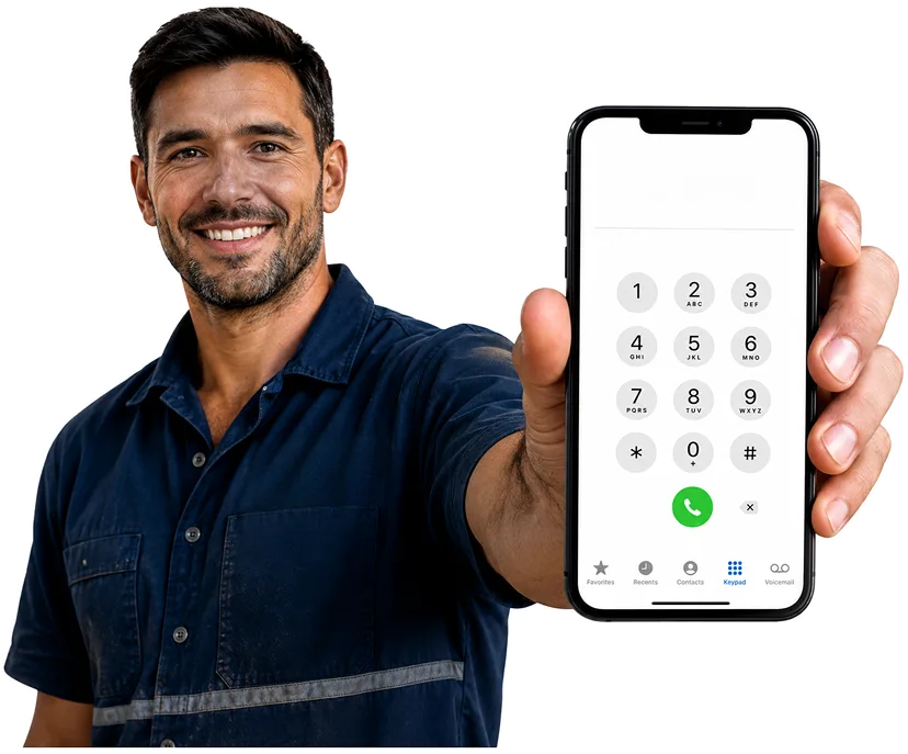 Plumber answering a Newport enquiry by phone